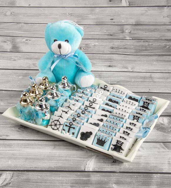 Dekorlu Bebek Çikolatası Baby Blue Bear