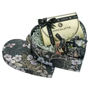 Çiçekli Kalp Kutu Yılbaşı Çikolatası